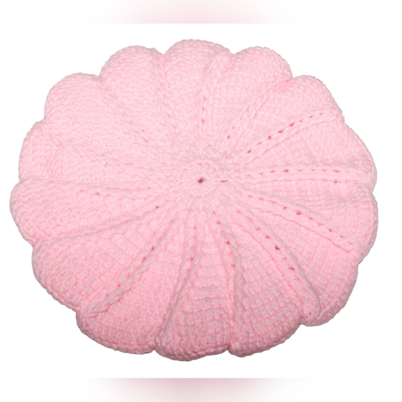 Designer Knit Pink Beret - Picture 3 of 9